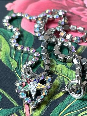 Vintage Eastern Star AB & enamel 1/20 12k gf choker necklace midcentury Masonic